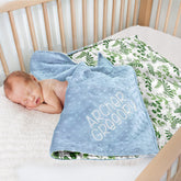 Lofaris Natural Summer Plant Leaves Print Minky Baby Blanket
